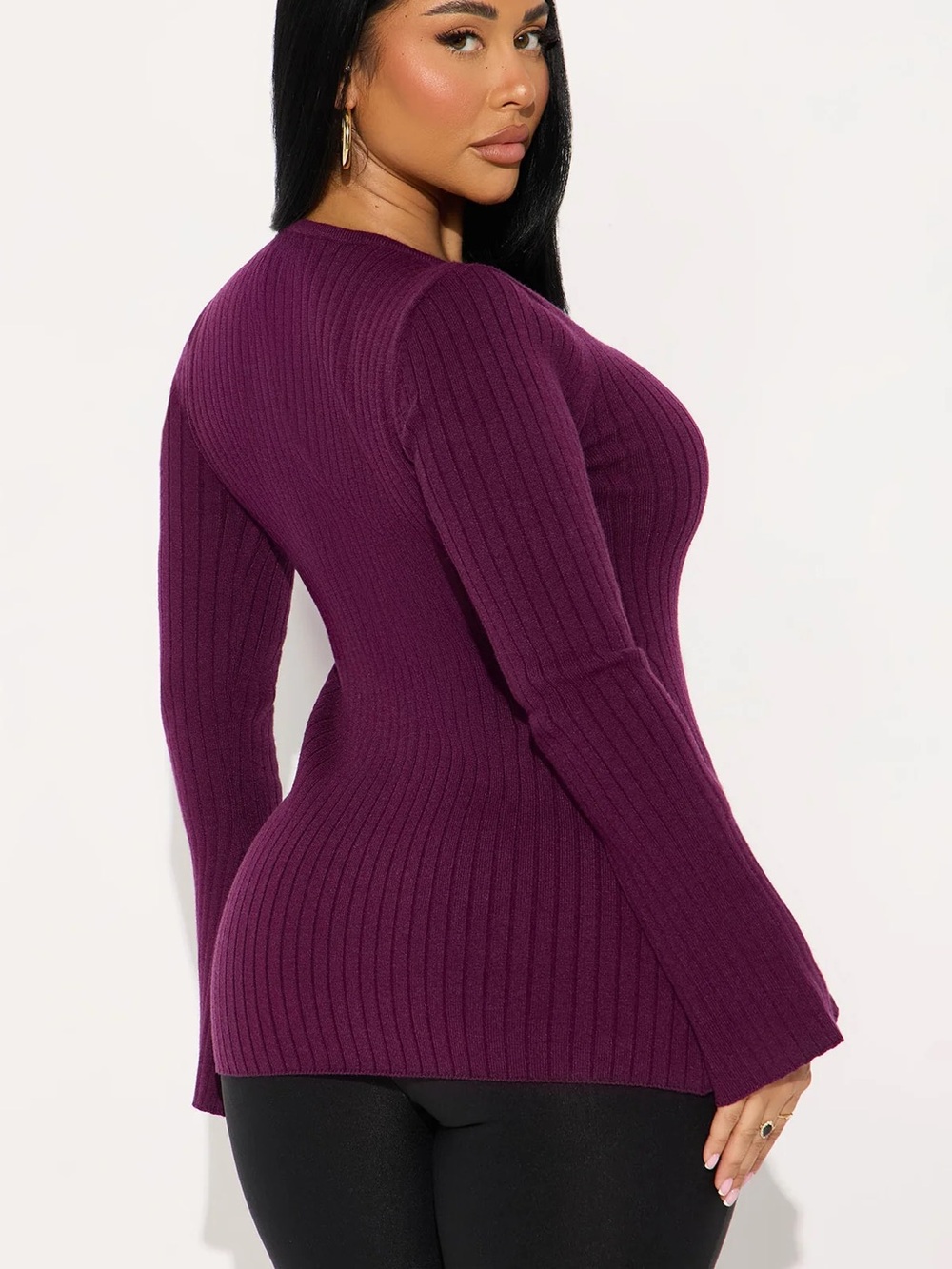 ⭐️FINAL PRICE Plum Ribbed Button-Front Knit Cardigan - Picture 3 of 4